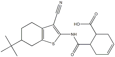 6-{[(6-tert-butyl-3-cyano-4,5,6,7-tetrahydro-1-benzothien-2-yl)amino]carbonyl}-3-cyclohexene-1-carboxylic acid Struktur