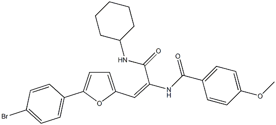 N-{2-[5-(4-bromophenyl)-2-furyl]-1-[(cyclohexylamino)carbonyl]vinyl}-4-methoxybenzamide Struktur