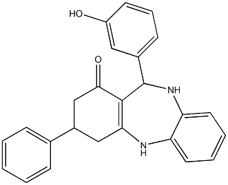 11-(3-hydroxyphenyl)-3-phenyl-2,3,4,5,10,11-hexahydro-1H-dibenzo[b,e][1,4]diazepin-1-one Struktur