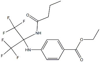 ethyl 4-{[1-(butyrylamino)-2,2,2-trifluoro-1-(trifluoromethyl)ethyl]amino}benzoate Struktur