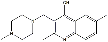 2,6-dimethyl-3-[(4-methyl-1-piperazinyl)methyl]-4-quinolinol Struktur