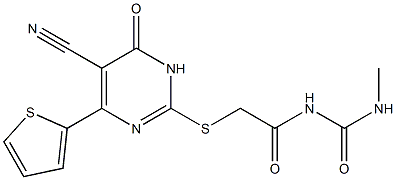 N-({[5-cyano-6-oxo-4-(2-thienyl)-1,6-dihydro-2-pyrimidinyl]sulfanyl}acetyl)-N'-methylurea Struktur