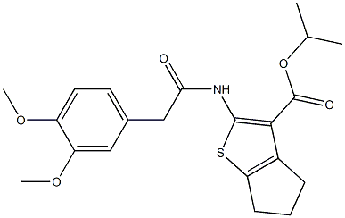 isopropyl 2-{[(3,4-dimethoxyphenyl)acetyl]amino}-5,6-dihydro-4H-cyclopenta[b]thiophene-3-carboxylate Struktur