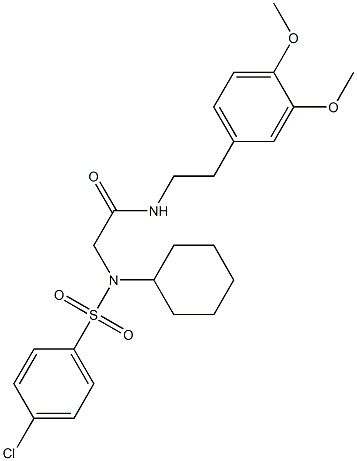 2-[[(4-chlorophenyl)sulfonyl](cyclohexyl)amino]-N-[2-(3,4-dimethoxyphenyl)ethyl]acetamide Struktur