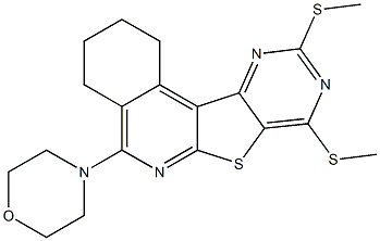 8,10-bis(methylsulfanyl)-5-(4-morpholinyl)-1,2,3,4-tetrahydropyrimido[4',5':4,5]thieno[2,3-c]isoquinoline Struktur