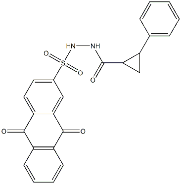 9,10-dioxo-N'-[(2-phenylcyclopropyl)carbonyl]-9,10-dihydro-2-anthracenesulfonohydrazide Struktur