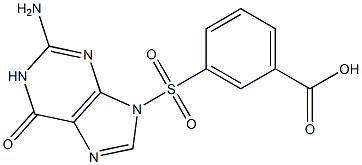 3-[(2-amino-6-oxo-1,6-dihydro-9H-purin-9-yl)sulfonyl]benzoic acid Struktur