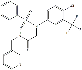 2-[4-chloro(phenylsulfonyl)-3-(trifluoromethyl)anilino]-N-(3-pyridinylmethyl)acetamide Struktur