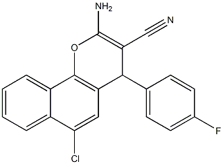 2-amino-6-chloro-4-(4-fluorophenyl)-4H-benzo[h]chromene-3-carbonitrile Struktur