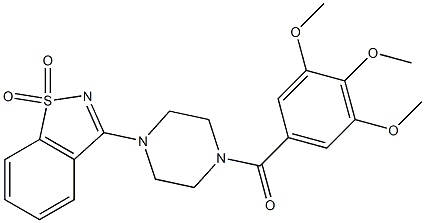 3-[4-(3,4,5-trimethoxybenzoyl)-1-piperazinyl]-1,2-benzisothiazole 1,1-dioxide Struktur