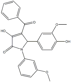 4-benzoyl-3-hydroxy-5-(4-hydroxy-3-methoxyphenyl)-1-(3-methoxyphenyl)-1,5-dihydro-2H-pyrrol-2-one Struktur