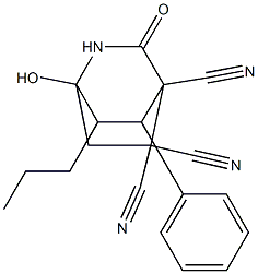 1-hydroxy-3-oxo-8-phenyl-7-propyl-2-azabicyclo[2.2.2]octane-4,5,5-tricarbonitrile Struktur