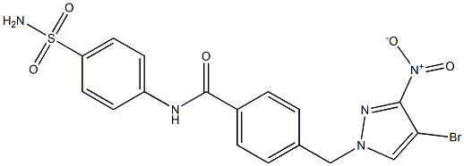 N-[4-(aminosulfonyl)phenyl]-4-({4-bromo-3-nitro-1H-pyrazol-1-yl}methyl)benzamide Struktur