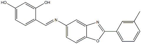 4-({[2-(3-methylphenyl)-1,3-benzoxazol-5-yl]imino}methyl)-1,3-benzenediol Struktur