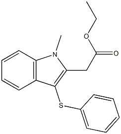 ethyl [1-methyl-3-(phenylsulfanyl)-1H-indol-2-yl]acetate Struktur