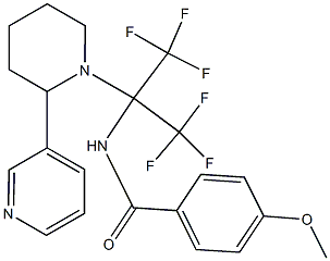 4-methoxy-N-[2,2,2-trifluoro-1-[2-(3-pyridinyl)-1-piperidinyl]-1-(trifluoromethyl)ethyl]benzamide Struktur