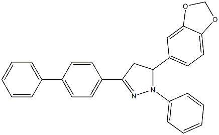 5-(1,3-benzodioxol-5-yl)-3-[1,1'-biphenyl]-4-yl-1-phenyl-4,5-dihydro-1H-pyrazole Struktur