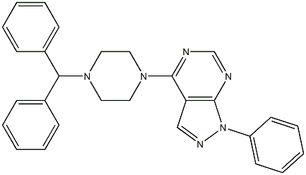 4-(4-benzhydryl-1-piperazinyl)-1-phenyl-1H-pyrazolo[3,4-d]pyrimidine Struktur