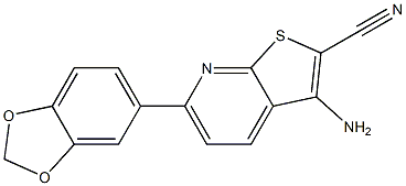 3-amino-6-(1,3-benzodioxol-5-yl)thieno[2,3-b]pyridine-2-carbonitrile Struktur