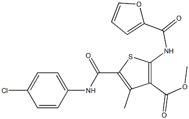 methyl 5-{[(4-chlorophenyl)amino]carbonyl}-2-[(furan-2-ylcarbonyl)amino]-4-methylthiophene-3-carboxylate Struktur