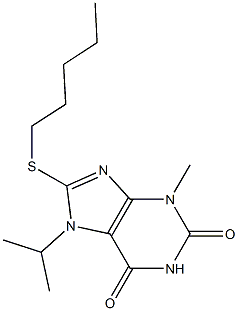 7-isopropyl-3-methyl-8-(pentylsulfanyl)-3,7-dihydro-1H-purine-2,6-dione Struktur