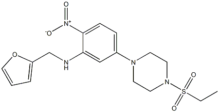 1-(ethylsulfonyl)-4-{3-[(2-furylmethyl)amino]-4-nitrophenyl}piperazine Struktur