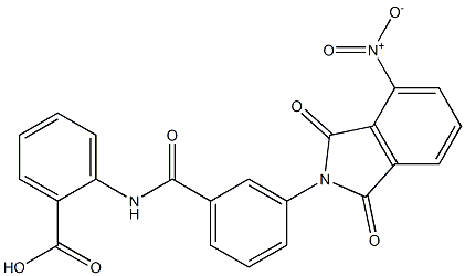 2-[(3-{4-nitro-1,3-dioxo-1,3-dihydro-2H-isoindol-2-yl}benzoyl)amino]benzoic acid Struktur