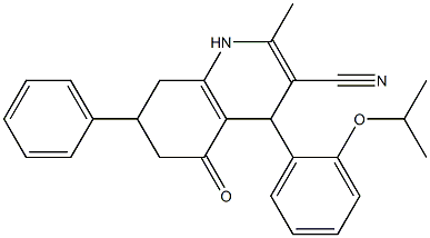 4-(2-isopropoxyphenyl)-2-methyl-5-oxo-7-phenyl-1,4,5,6,7,8-hexahydro-3-quinolinecarbonitrile Struktur