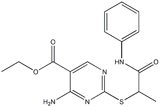 ethyl 4-amino-2-{[1-methyl-2-oxo-2-(phenylamino)ethyl]sulfanyl}pyrimidine-5-carboxylate Struktur