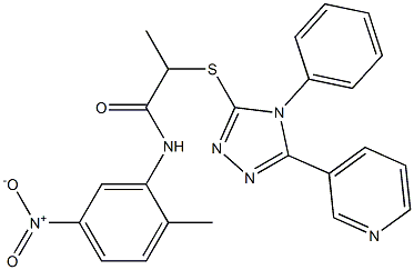 N-{5-nitro-2-methylphenyl}-2-[(4-phenyl-5-pyridin-3-yl-4H-1,2,4-triazol-3-yl)sulfanyl]propanamide Struktur