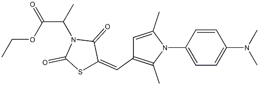 ethyl 2-[5-({1-[4-(dimethylamino)phenyl]-2,5-dimethyl-1H-pyrrol-3-yl}methylene)-2,4-dioxo-1,3-thiazolidin-3-yl]propanoate Struktur