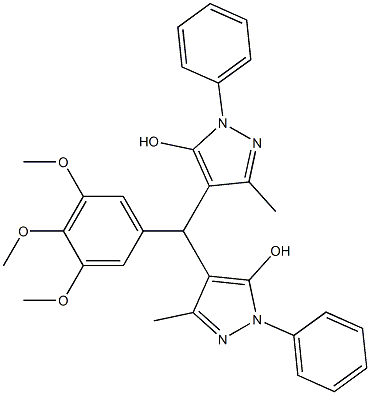 4-[(5-hydroxy-3-methyl-1-phenyl-1H-pyrazol-4-yl)(3,4,5-trimethoxyphenyl)methyl]-3-methyl-1-phenyl-1H-pyrazol-5-ol Struktur