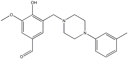 4-hydroxy-3-methoxy-5-{[4-(3-methylphenyl)-1-piperazinyl]methyl}benzaldehyde Struktur