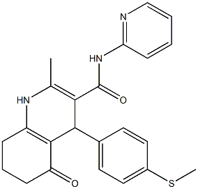 2-methyl-4-[4-(methylsulfanyl)phenyl]-5-oxo-N-(2-pyridinyl)-1,4,5,6,7,8-hexahydro-3-quinolinecarboxamide Struktur