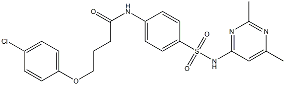 4-(4-chlorophenoxy)-N-(4-{[(2,6-dimethyl-4-pyrimidinyl)amino]sulfonyl}phenyl)butanamide Struktur