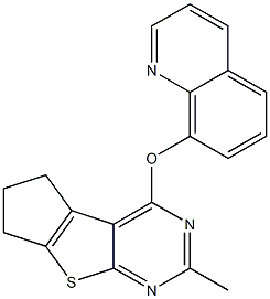 2-methyl-6,7-dihydro-5H-cyclopenta[4,5]thieno[2,3-d]pyrimidin-4-yl 8-quinolinyl ether Struktur