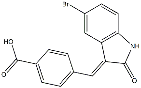 4-[(5-bromo-2-oxo-1,2-dihydro-3H-indol-3-ylidene)methyl]benzoic acid Struktur