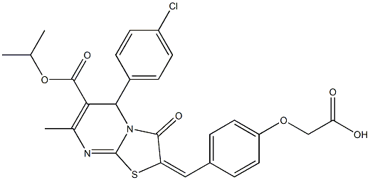 {4-[(5-(4-chlorophenyl)-6-(isopropoxycarbonyl)-7-methyl-3-oxo-5H-[1,3]thiazolo[3,2-a]pyrimidin-2(3H)-ylidene)methyl]phenoxy}acetic acid Struktur