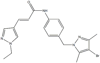 N-{4-[(4-bromo-3,5-dimethyl-1H-pyrazol-1-yl)methyl]phenyl}-3-(1-ethyl-1H-pyrazol-4-yl)acrylamide Struktur