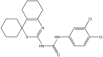 N-(3,4-dichlorophenyl)-N'-(5,6,7,8-tetrahydrospiro[4H-3,1-benzothiazine-4,1'-cyclohexane]-2-yl)urea Struktur