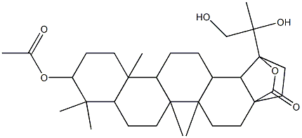 19-(1,2-dihydroxy-1-methylethyl)-4,5,9,9,13-pentamethyl-21-oxo-20-oxahexacyclo[17.2.2.0~1,18~.0~4,17~.0~5,14~.0~8,13~]tricos-10-yl acetate Struktur