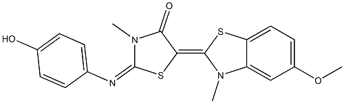 2-[(4-hydroxyphenyl)imino]-5-(5-methoxy-3-methyl-1,3-benzothiazol-2(3H)-ylidene)-3-methyl-1,3-thiazolidin-4-one Struktur