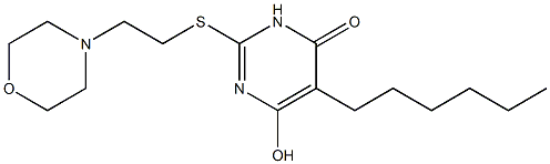 5-hexyl-6-hydroxy-2-{[2-(4-morpholinyl)ethyl]sulfanyl}-4(3H)-pyrimidinone Struktur