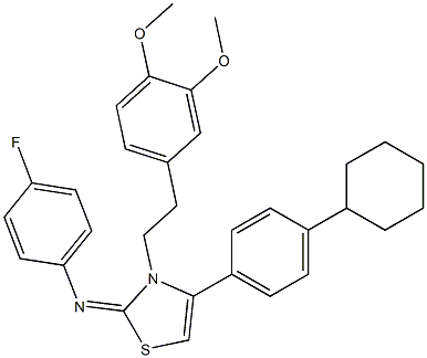 N-(4-(4-cyclohexylphenyl)-3-[2-(3,4-dimethoxyphenyl)ethyl]-1,3-thiazol-2(3H)-ylidene)-N-(4-fluorophenyl)amine Struktur