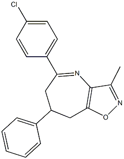 5-(4-chlorophenyl)-3-methyl-7-phenyl-7,8-dihydro-6H-isoxazolo[4,5-b]azepine Struktur