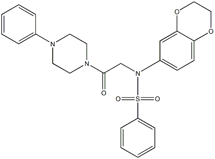 N-(2,3-dihydro-1,4-benzodioxin-6-yl)-N-[2-oxo-2-(4-phenyl-1-piperazinyl)ethyl]benzenesulfonamide Struktur