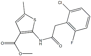 methyl 2-{[(2-chloro-6-fluorophenyl)acetyl]amino}-5-methyl-3-thiophenecarboxylate Struktur