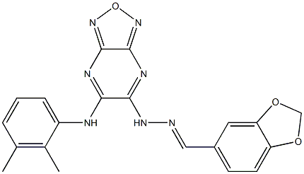 1,3-benzodioxole-5-carbaldehyde [6-(2,3-dimethylanilino)[1,2,5]oxadiazolo[3,4-b]pyrazin-5-yl]hydrazone Struktur