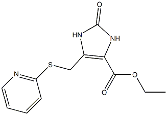 ethyl 2-oxo-5-[(2-pyridinylsulfanyl)methyl]-2,3-dihydro-1H-imidazole-4-carboxylate Struktur