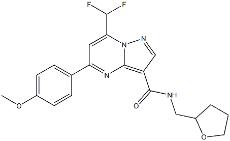 7-(difluoromethyl)-5-(4-methoxyphenyl)-N-(tetrahydro-2-furanylmethyl)pyrazolo[1,5-a]pyrimidine-3-carboxamide Struktur